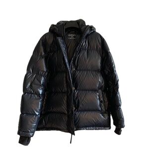 Quince Glossy Black  Puffer Coat with Hood!
